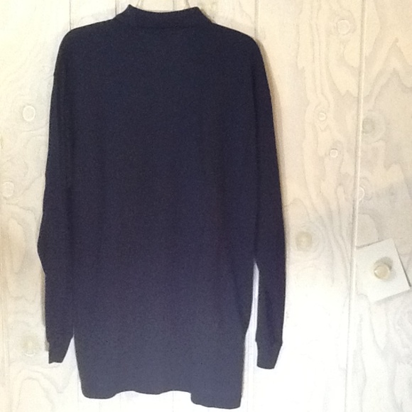 Express Mark Navy Collared Henley Long Sleeve Polo Shirt Large - Picture 4 of 5